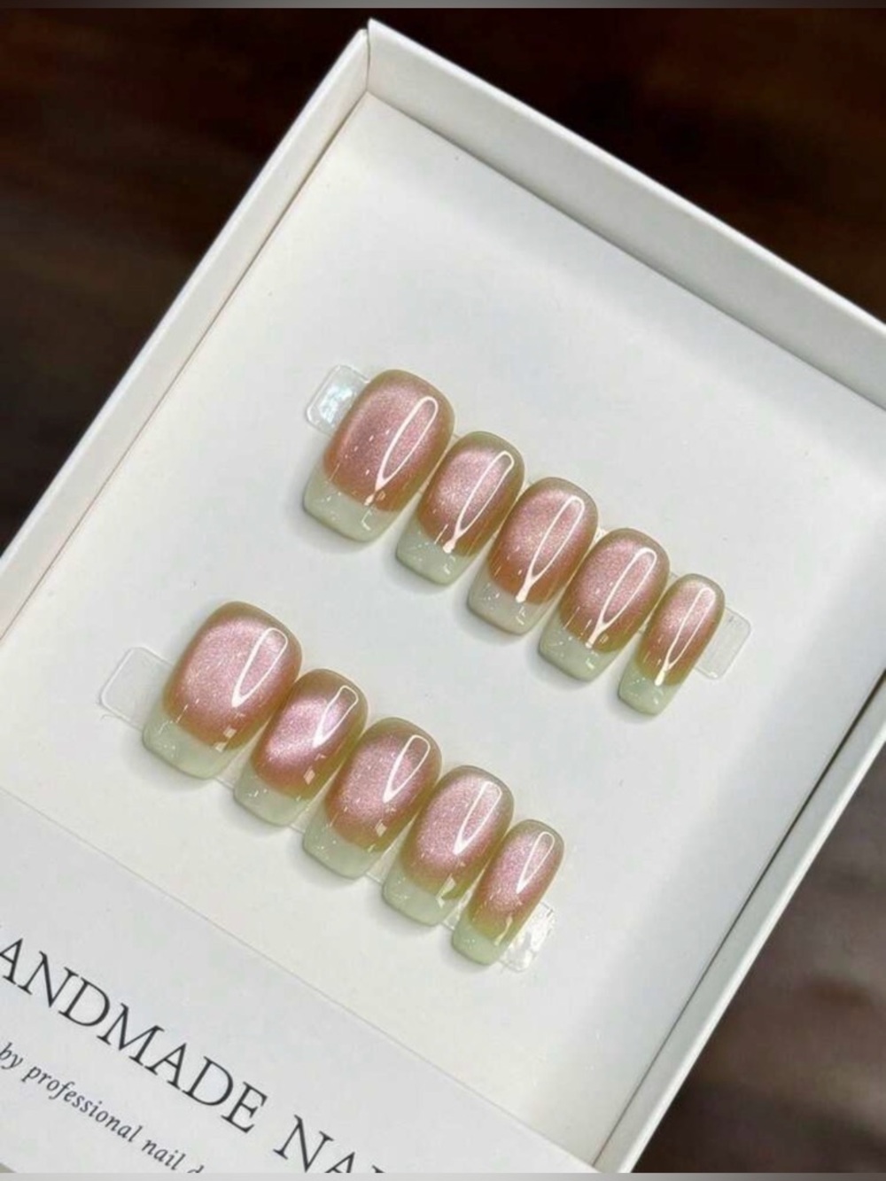 NWT Handmade Acrylic Nail Set Cat Eye French